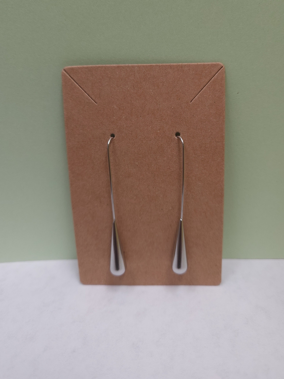 Sleek Silver Teardrop Threader Earrings